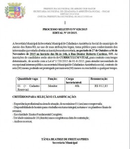 Processo Seletivo nº 019/2015