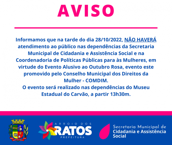 AVISO DA SECRETARIA MUNICIPAL DE CIDADANIA E ASSISTÊNCIA SOCIAL