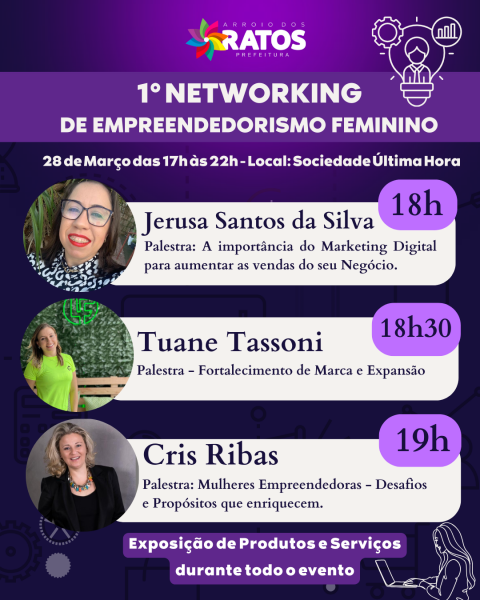 imagem do evento de networking mostrando as datas e as apresentadoras do evento